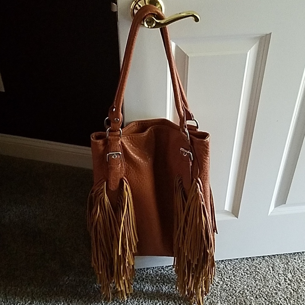 Urban Origionals Brown Leather Fringe Purse